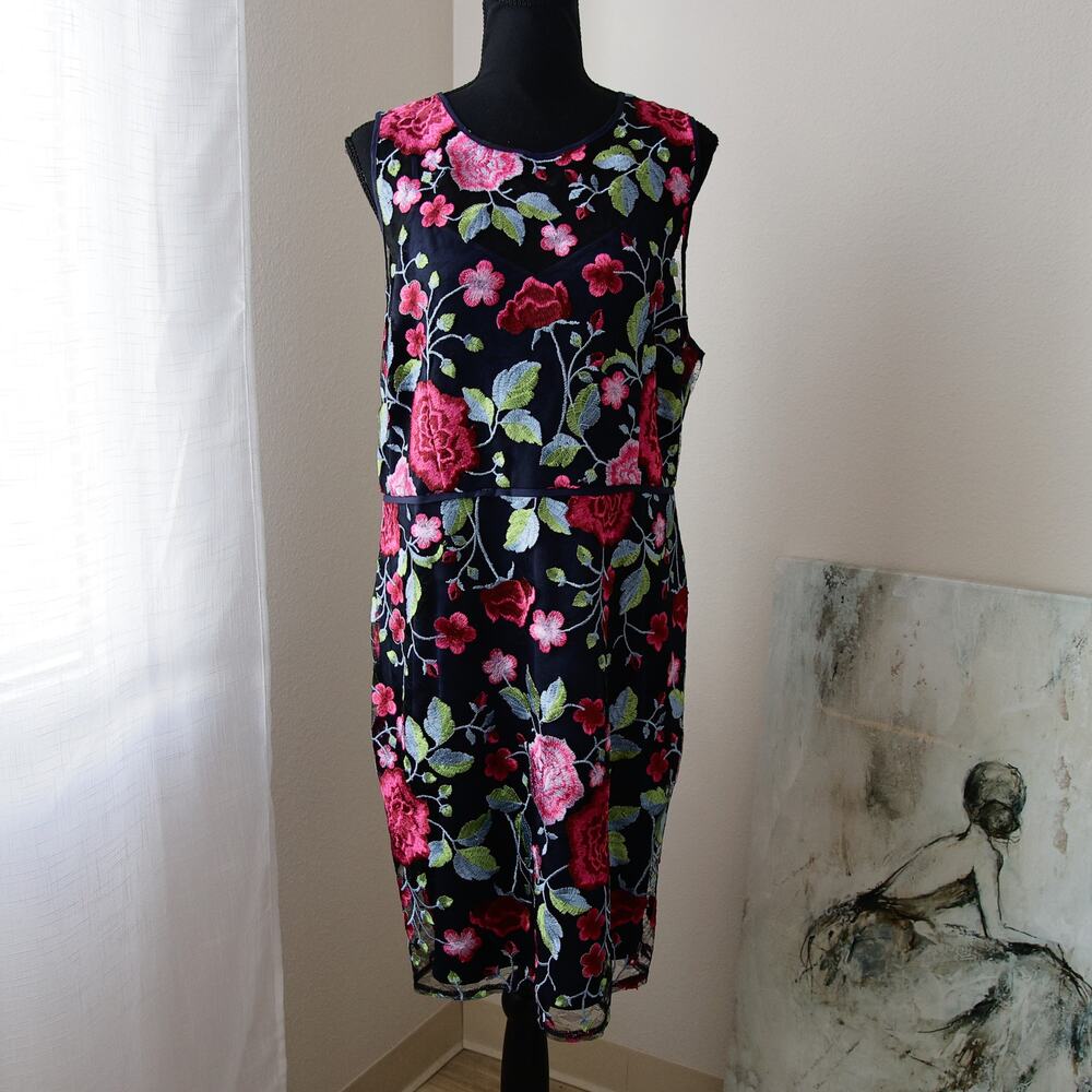SAM EDELMAN Botanical Embroidered Sleeveless sheath Dress size 14 L NWT - Picture 4 of 11